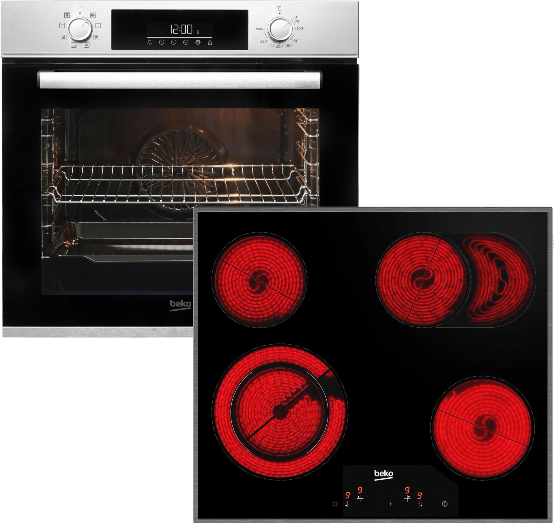 BEKO Backofen-Set BBSM12320X Energieeffizienz A Aeroperfect Silber
