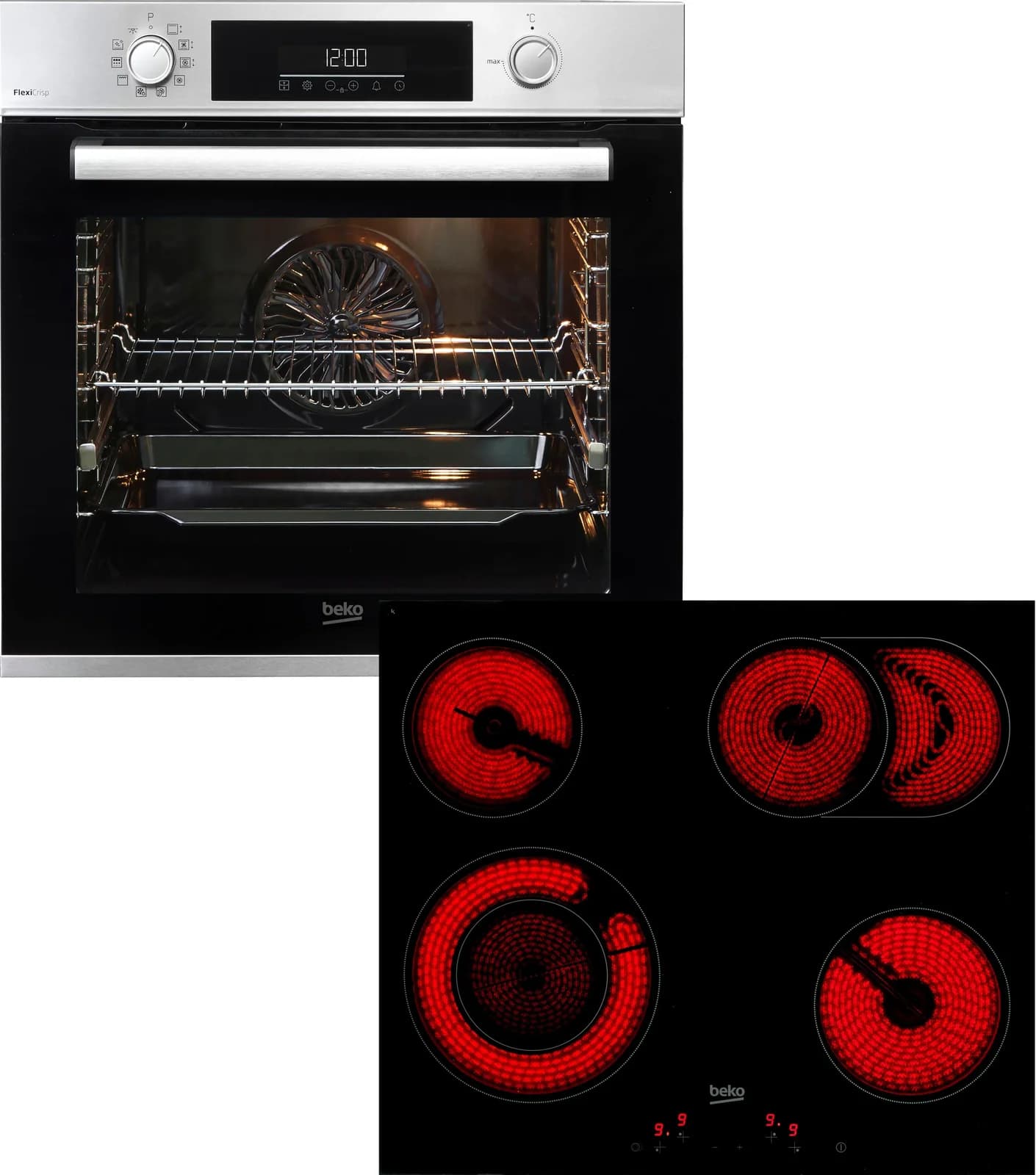 Beko Backofen-Set BBSM12320XMPEF Schwarz Edelstahl