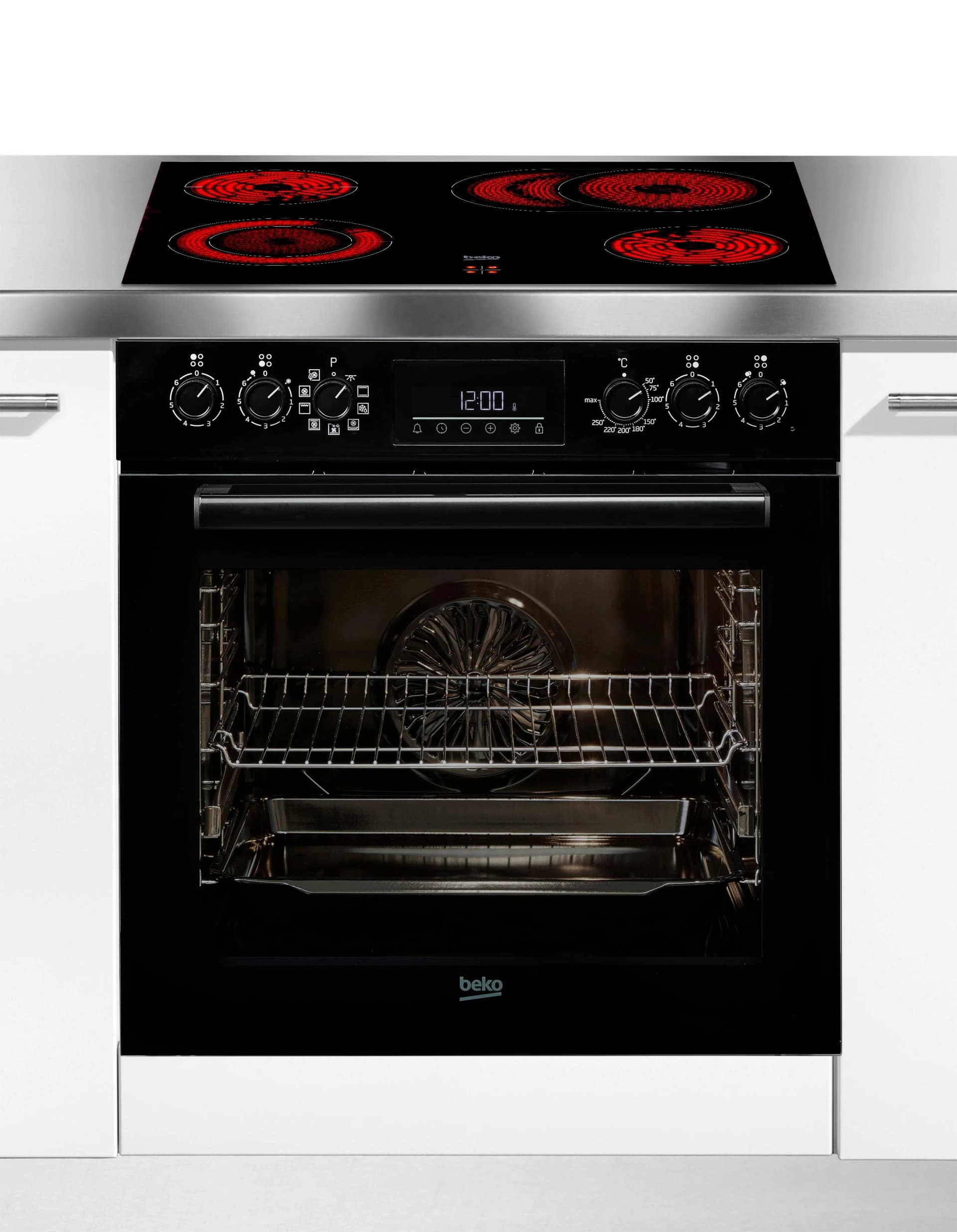 Beko Elektro-Herd-Set A+ Schwarz Glaskeramik 56cm