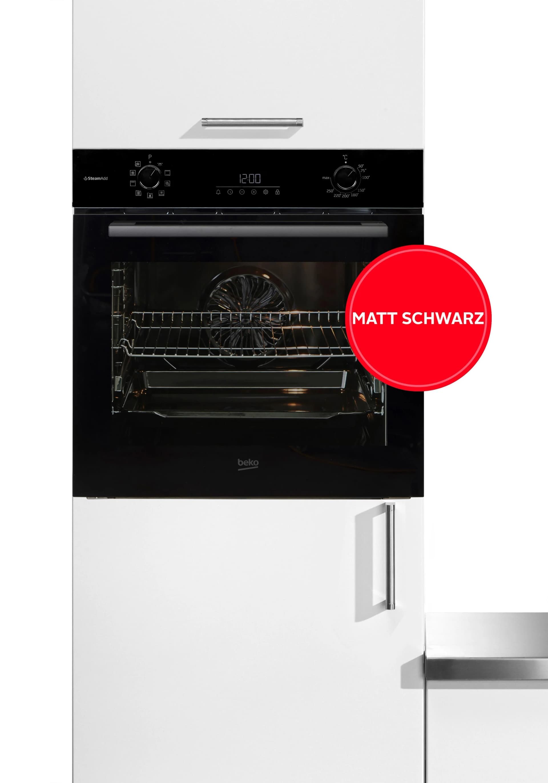 BEKO Einbaubackofen BCBIS17300B Schwarz mit SteamAdd & AirFry