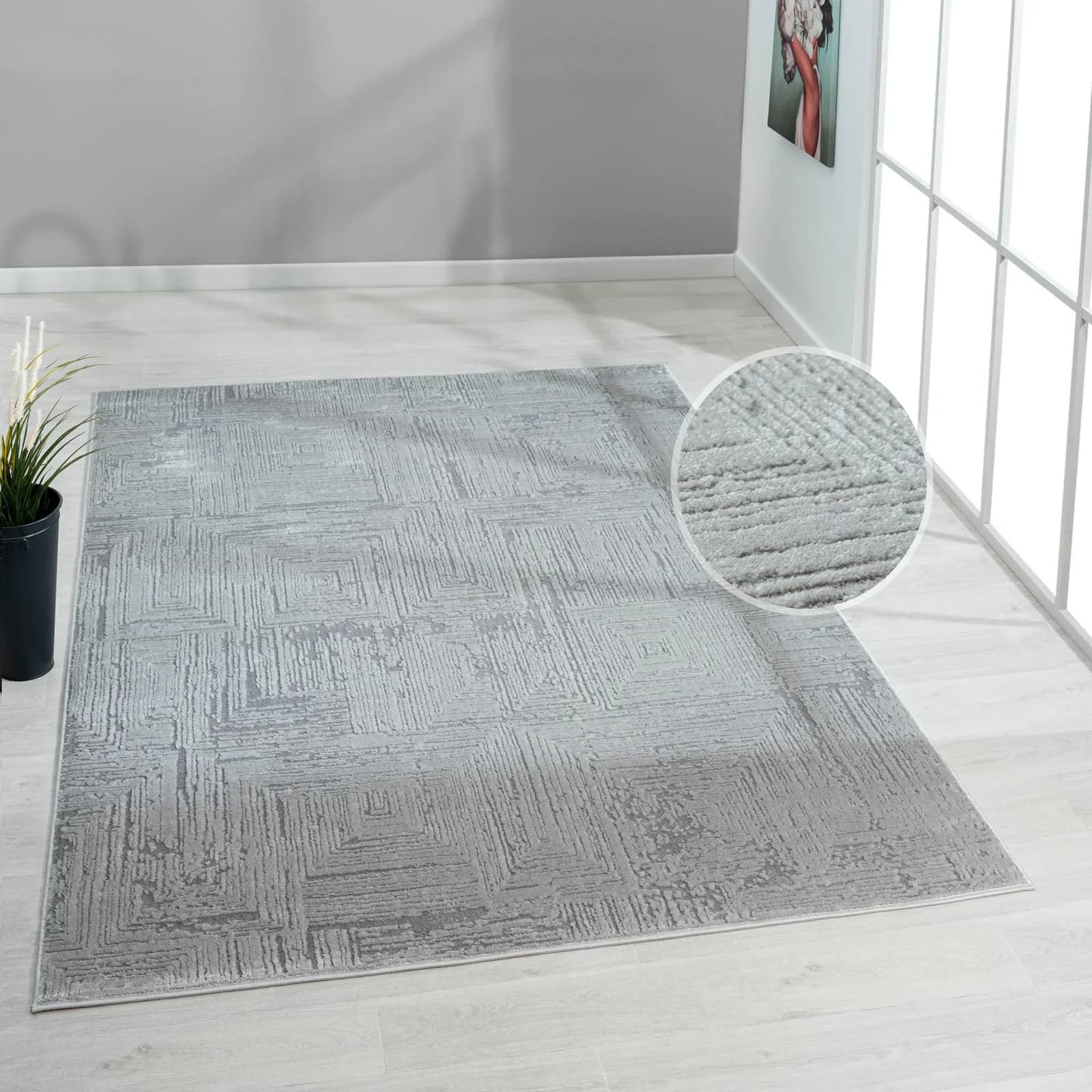 Teppich MY HOME Brakel Grau Schrumpf-Carving-Effekt