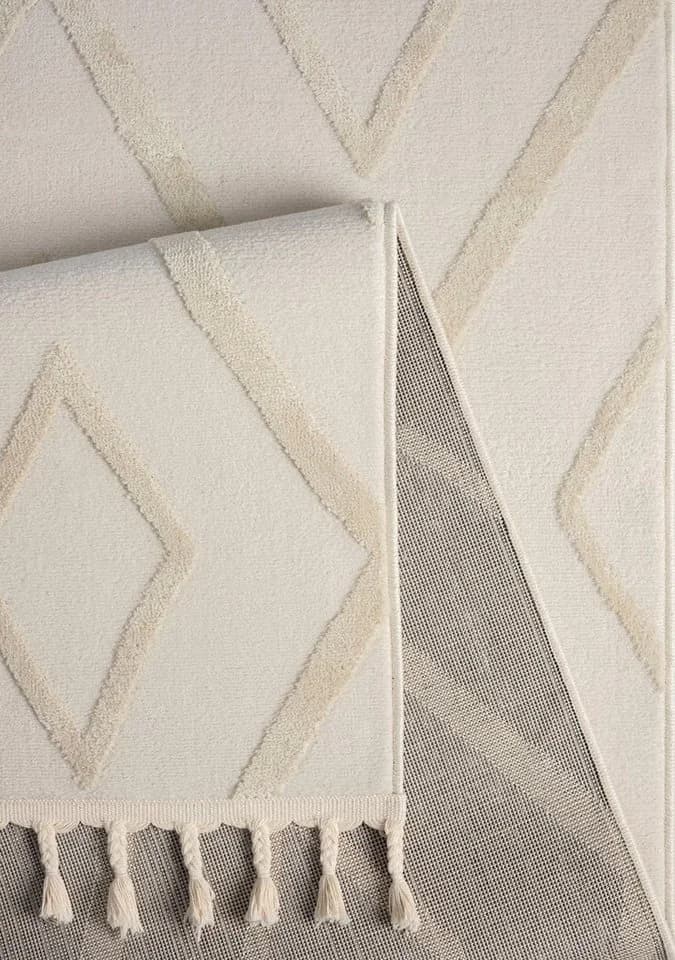 OTTO HOME Teppich Otilie Beige Woll-Look Rauten Fransen - Bild 5