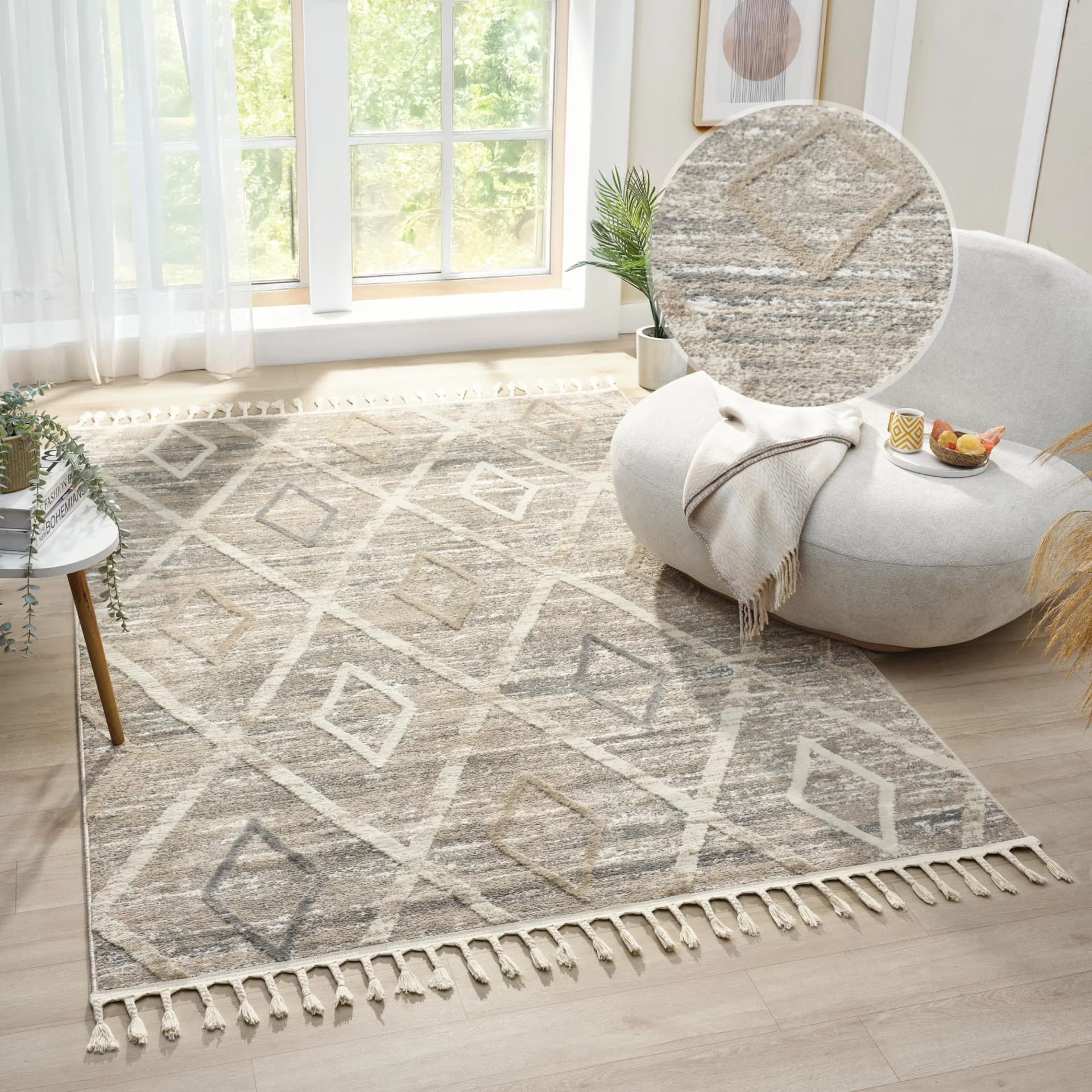 Teppich MY HOME Otilie Braun Woll-Look Boho
