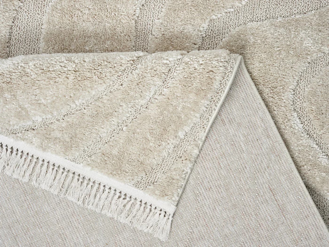 Beiger Boho-Scandi-Teppich mit 3D-Optik und Hoch-Tief-Design - Bild 5