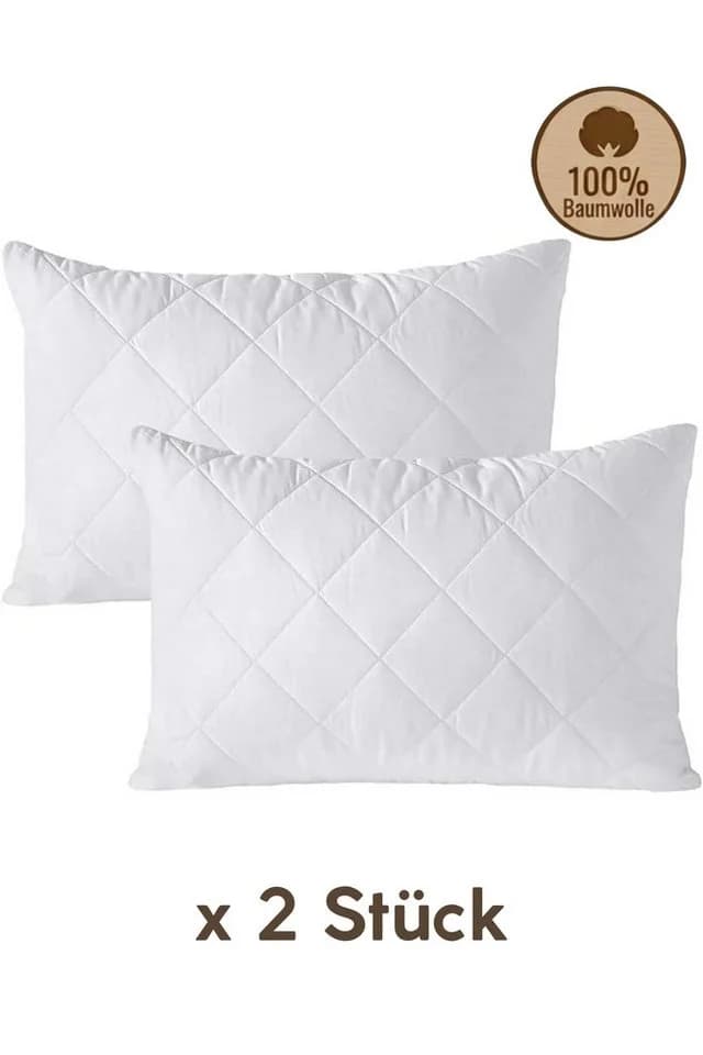 Formeya Gesteppter Kissenschoner 2er-Pack 100% Baumwolle Weiß - Bild 2