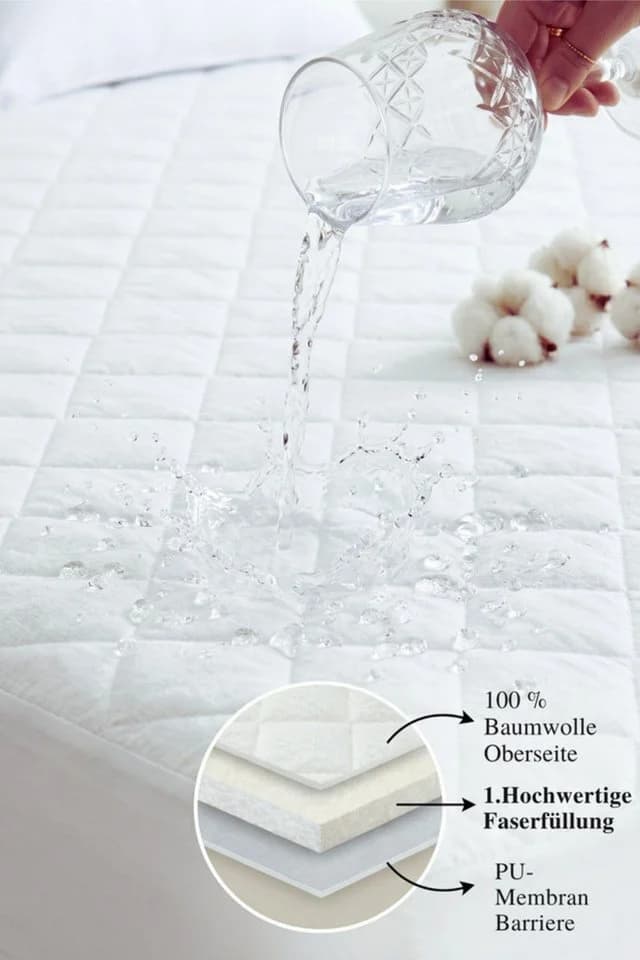 Formeya Wasserdichter Matratzenschoner 100 % Baumwolle Weiß Gesteppt - Bild 3