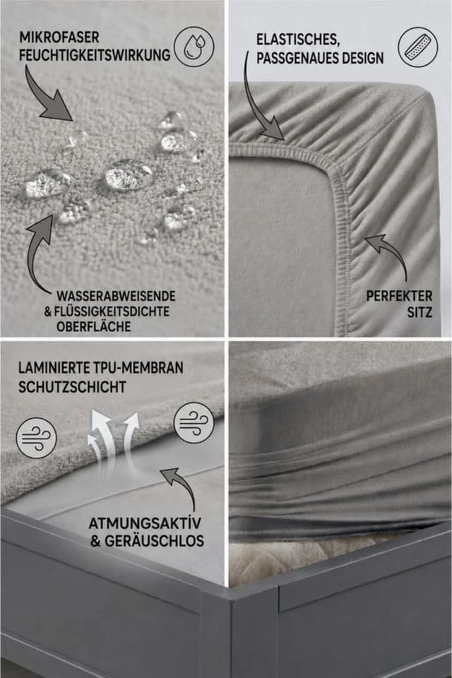 Formeya Matratzenschoner Grau Wasserdicht Atmungsaktiv Mikrofaser