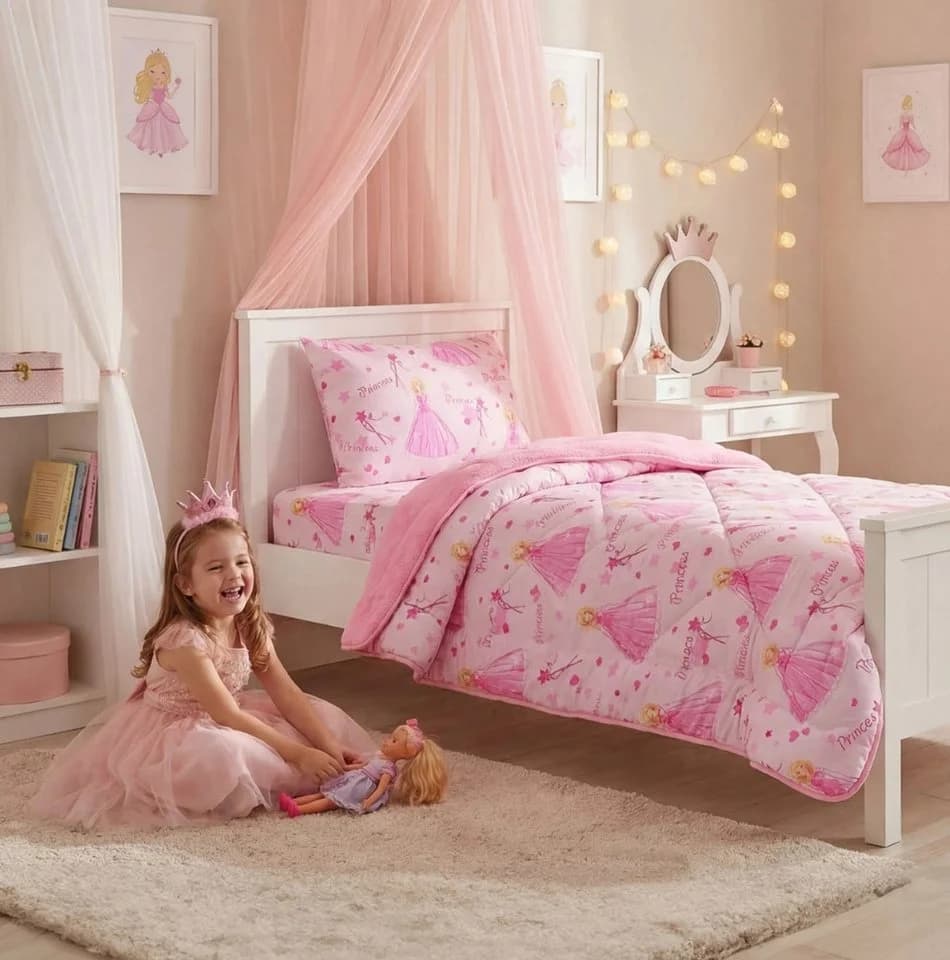Formeya Kinderbettwäsche Prinzessin Wellsoft Wendesteppdecke Rosa - Bild 2