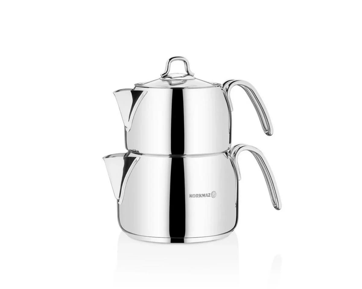 Korkmaz Teekannen-Set Perla Maxi 2-teilig 1,2L/2,0L Edelstahl Silber