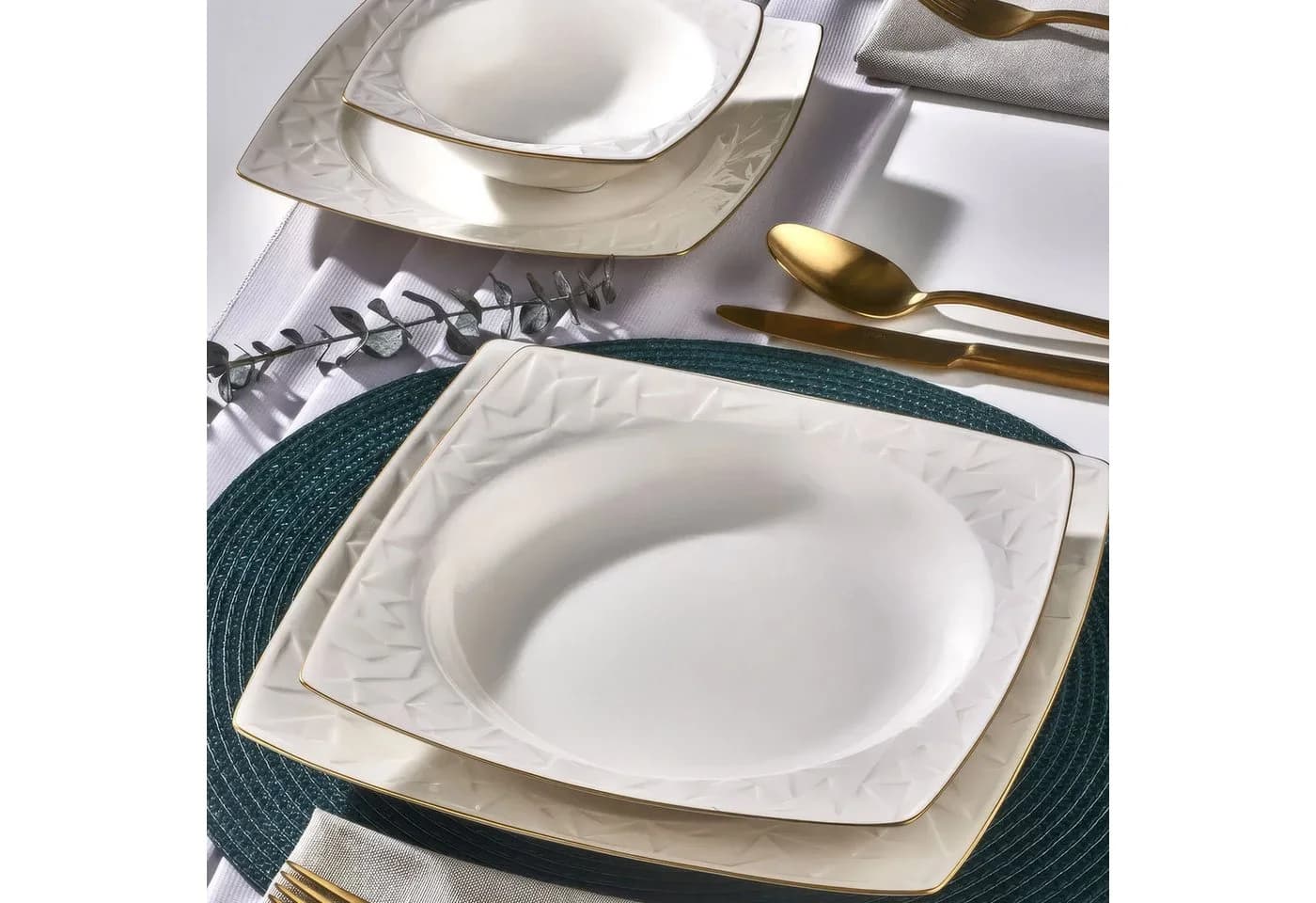 GÜRAL Porselen Tafelservice VIVENTE 30-tlg. Creme Porzellan