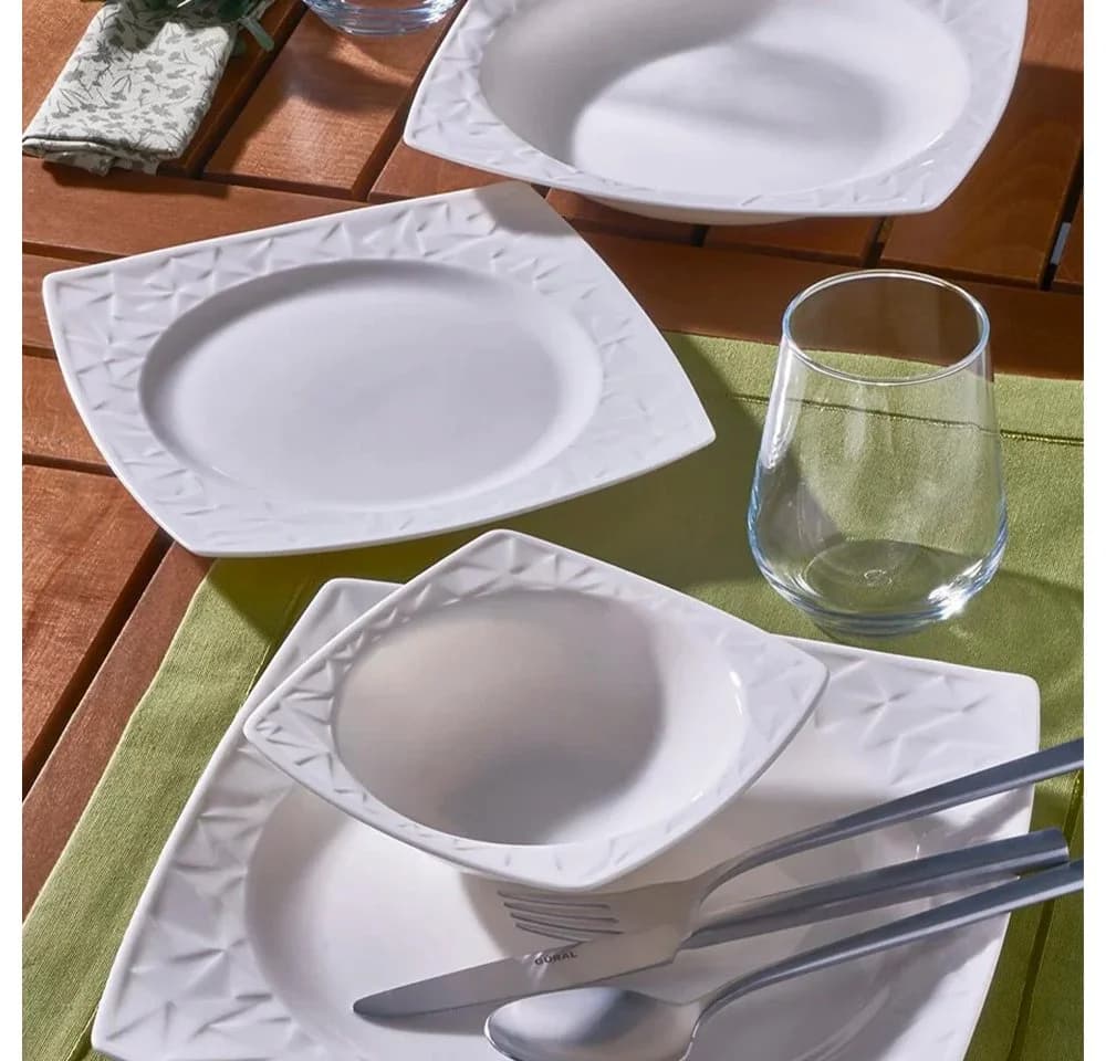 GÜRAL Porselen Tafelservice VIVENTE 24-tlg. Creme Bone Porzellan
