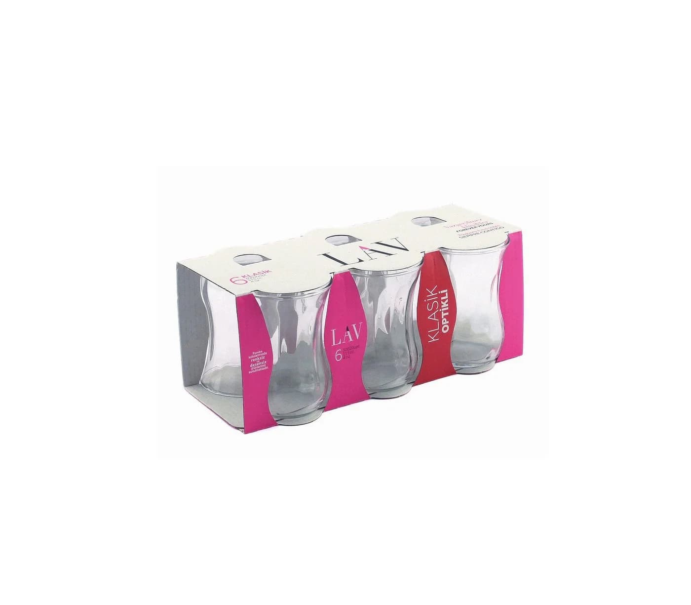LAV Teeglas Klasik 6er-Set Transparent Optische Struktur