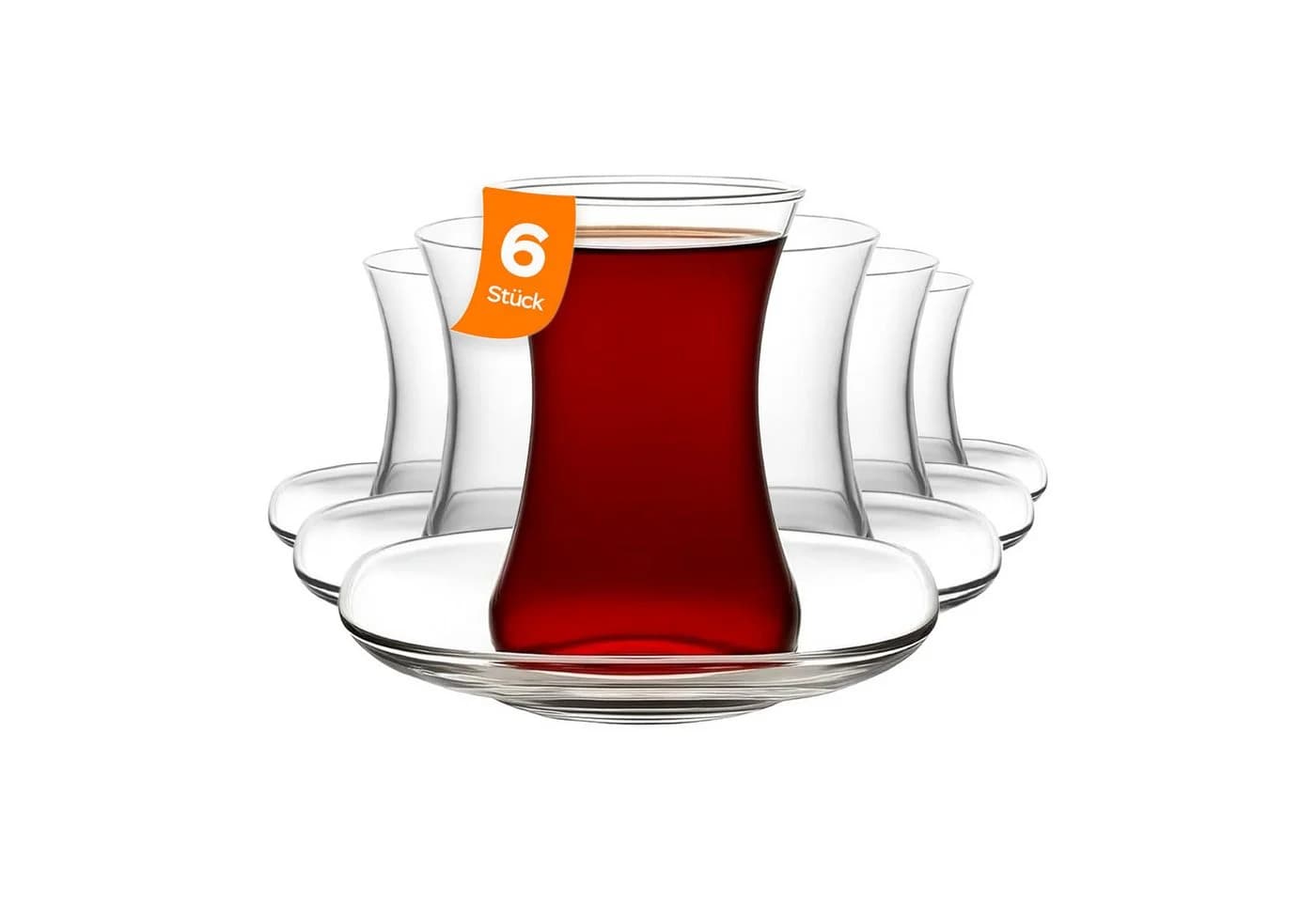 LAV Zen Teeglas-Set 12-tlg. mit Untertassen, Glas, Transparent - Bild 2