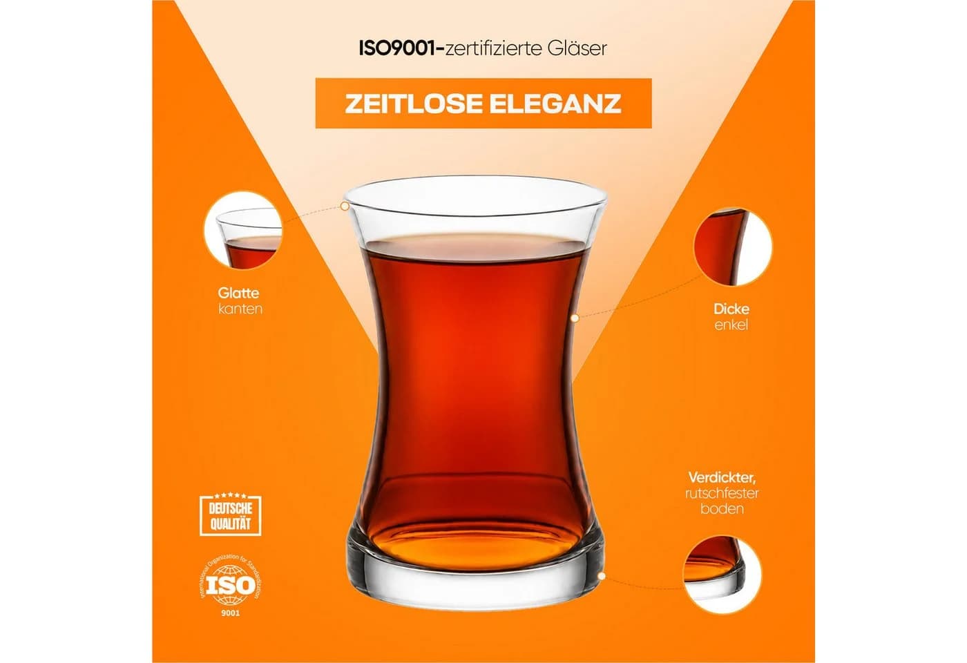 LAV Zen Teeglas-Set 12-tlg. mit Untertassen, Glas, Transparent - Bild 5