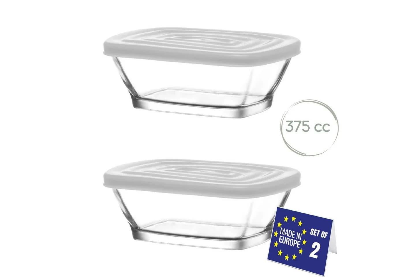 LAV Defne Glasbehälter mit Deckel 375 ml 2er Set Transparent