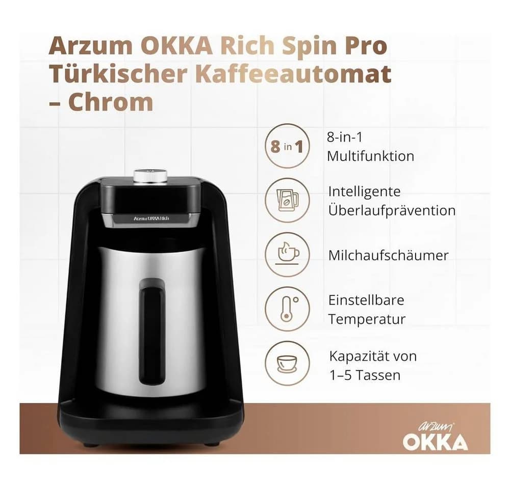Arzum Rich Spin Pro Kupfer Elektrischer Mokkakocher