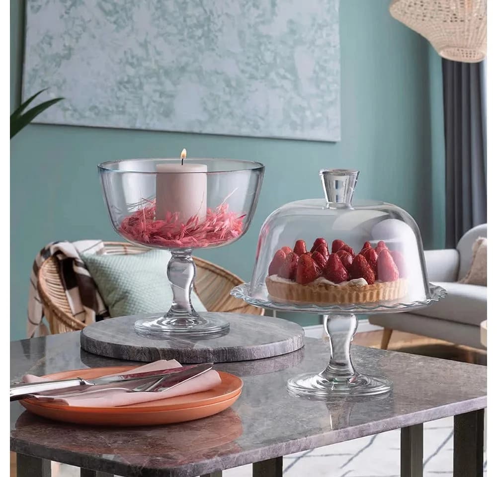 Pasabahce Patisserie Servierplatte auf Fuß mit Haube Glas - Bild 4