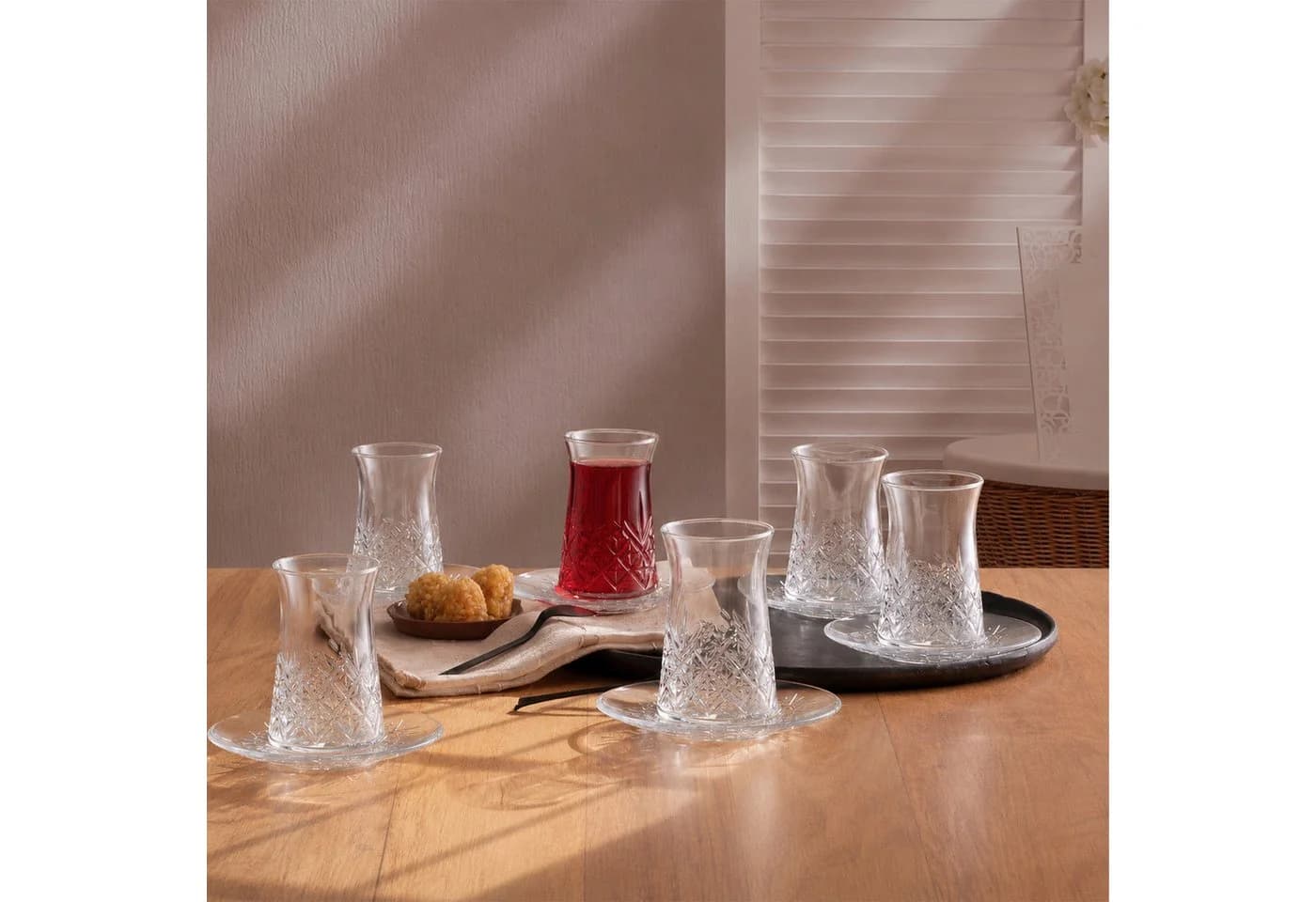 Pasabahçe 12-teiliges Teeset Glas Transparent mit Untertassen
