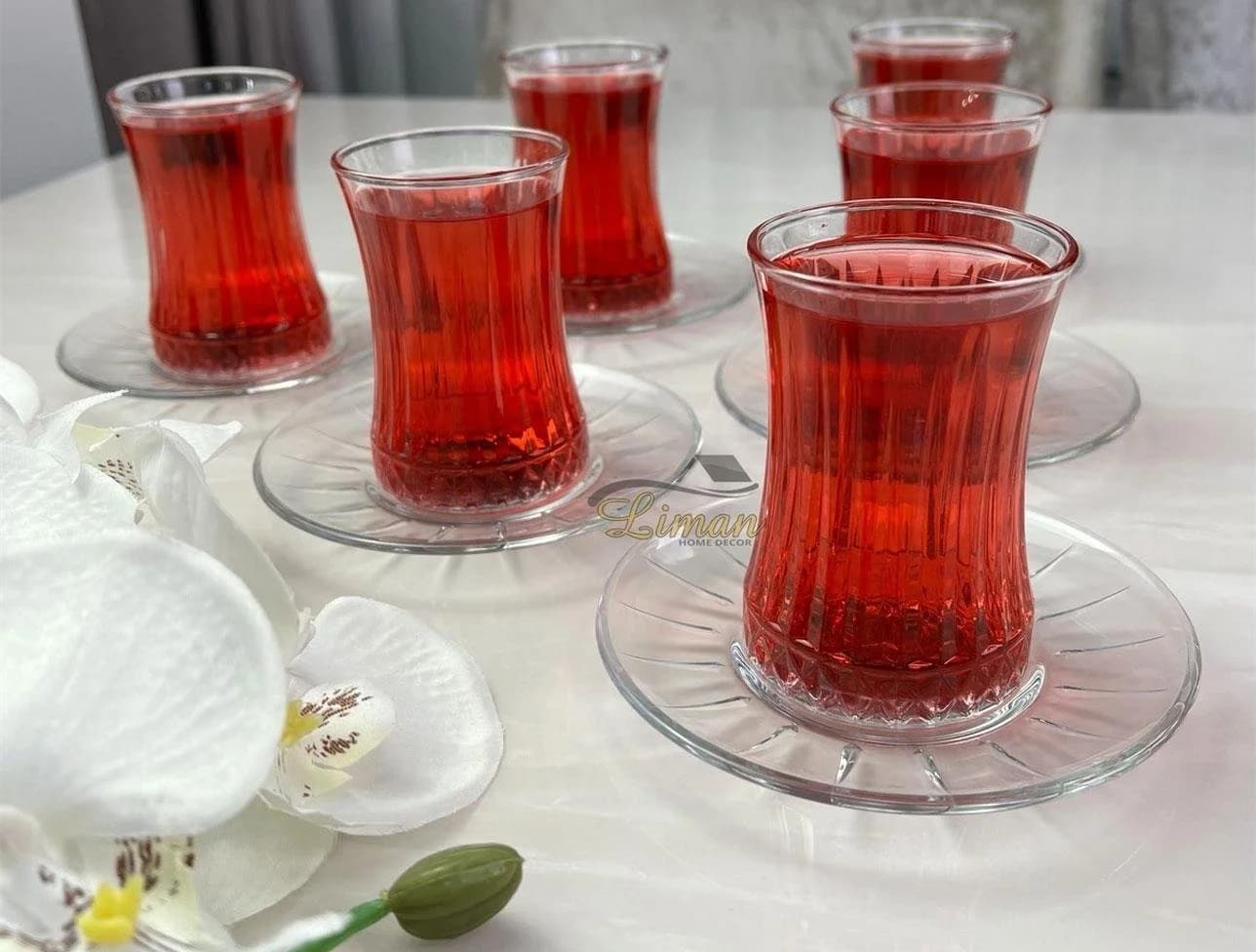 Pasabahce Teeglas Elysia 12-teilig mit Untertassen transparent