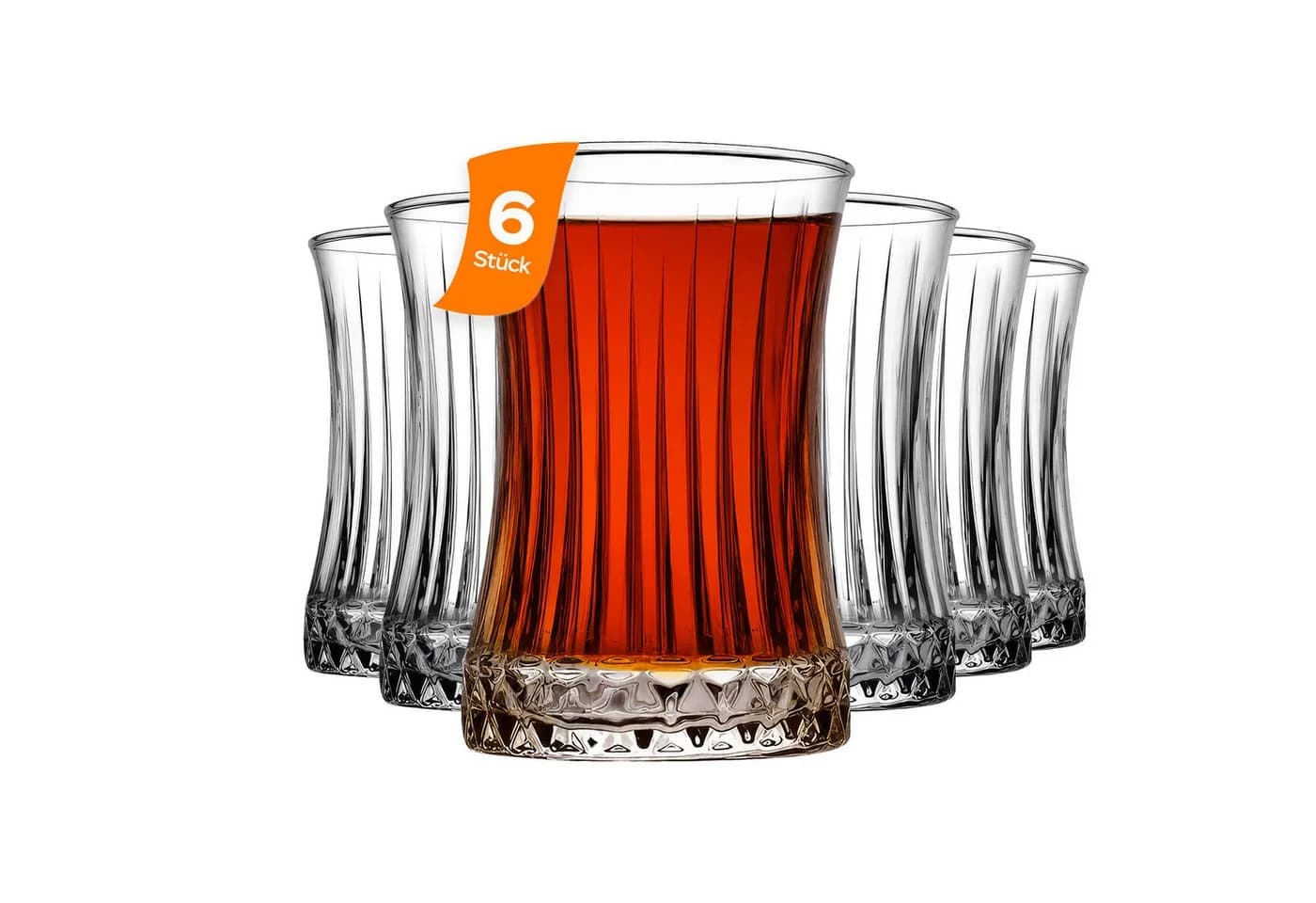 Pasabahce Elysia Teegläser-Set 6-tlg. Glas Retro Design - Bild 2