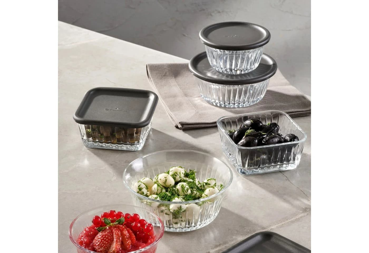 Pasabahce Aufbewahrungsbehälter Set 330ml Glas Grau - Bild 5