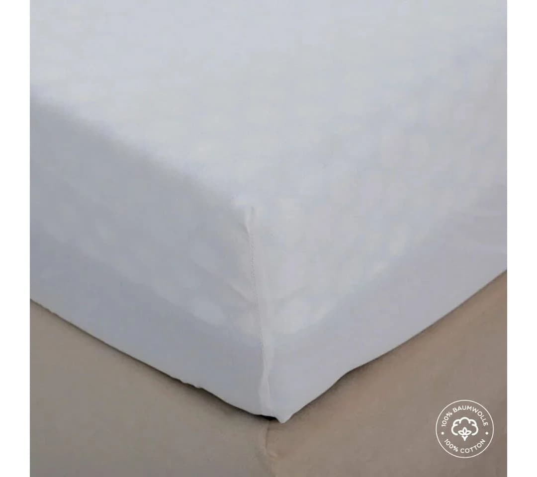 ARGAHOME Spannbettlaken 100% Baumwolle Gewebter Stoff Rundum-Gummizug Weiss