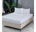 ARGAHOME Spannbettlaken 100% Baumwolle Gewebter Stoff Rundum-Gummizug Weiss Bild 2