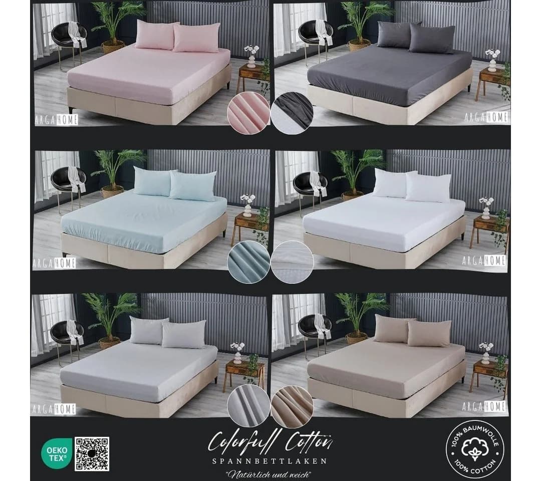 ARGAHOME Spannbettlaken 100% Baumwolle Gewebter Stoff Rundum-Gummizug Weiss - Bild 4