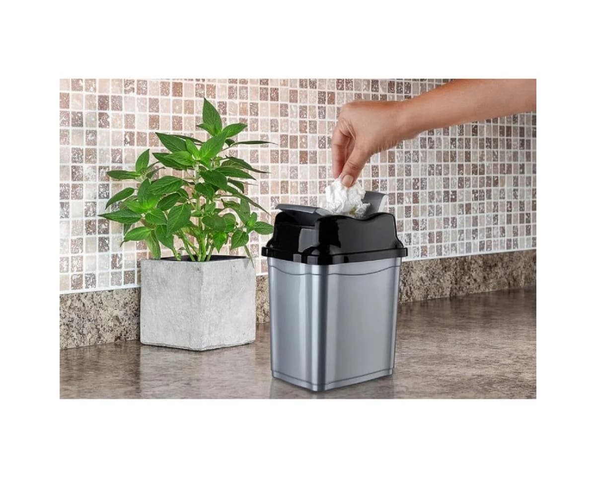 hobby life Abfalleimer mit Push-Deckel Modern Schwarz