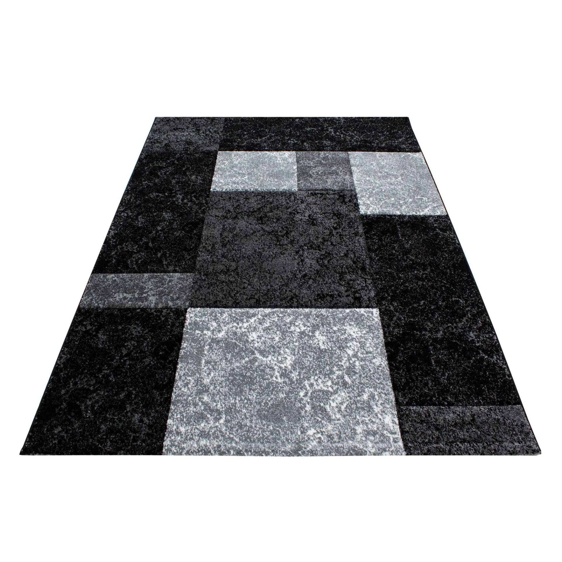 Designer-Teppich in Schwarz, Kunstfaser und Jute, 120x170 cm