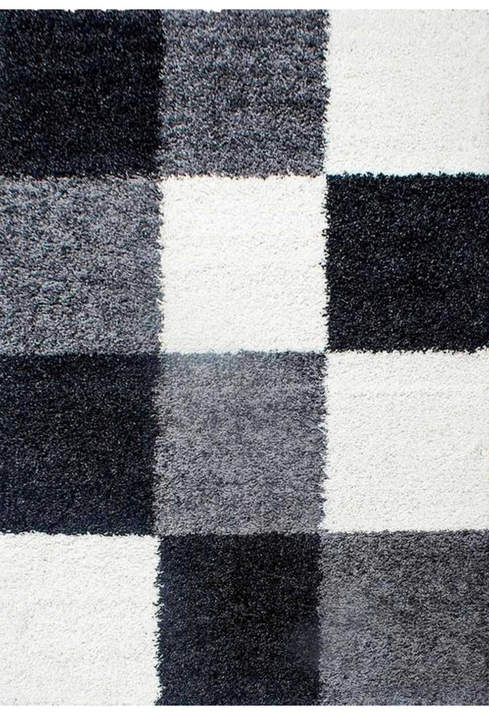 Hochflor-Teppich AYYILDIZ TEPPICHE "Life Shaggy 1501" Kariert Schwarz