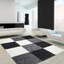 Hochflor-Teppich AYYILDIZ TEPPICHE "Life Shaggy 1501" Kariert Schwarz Bild 2