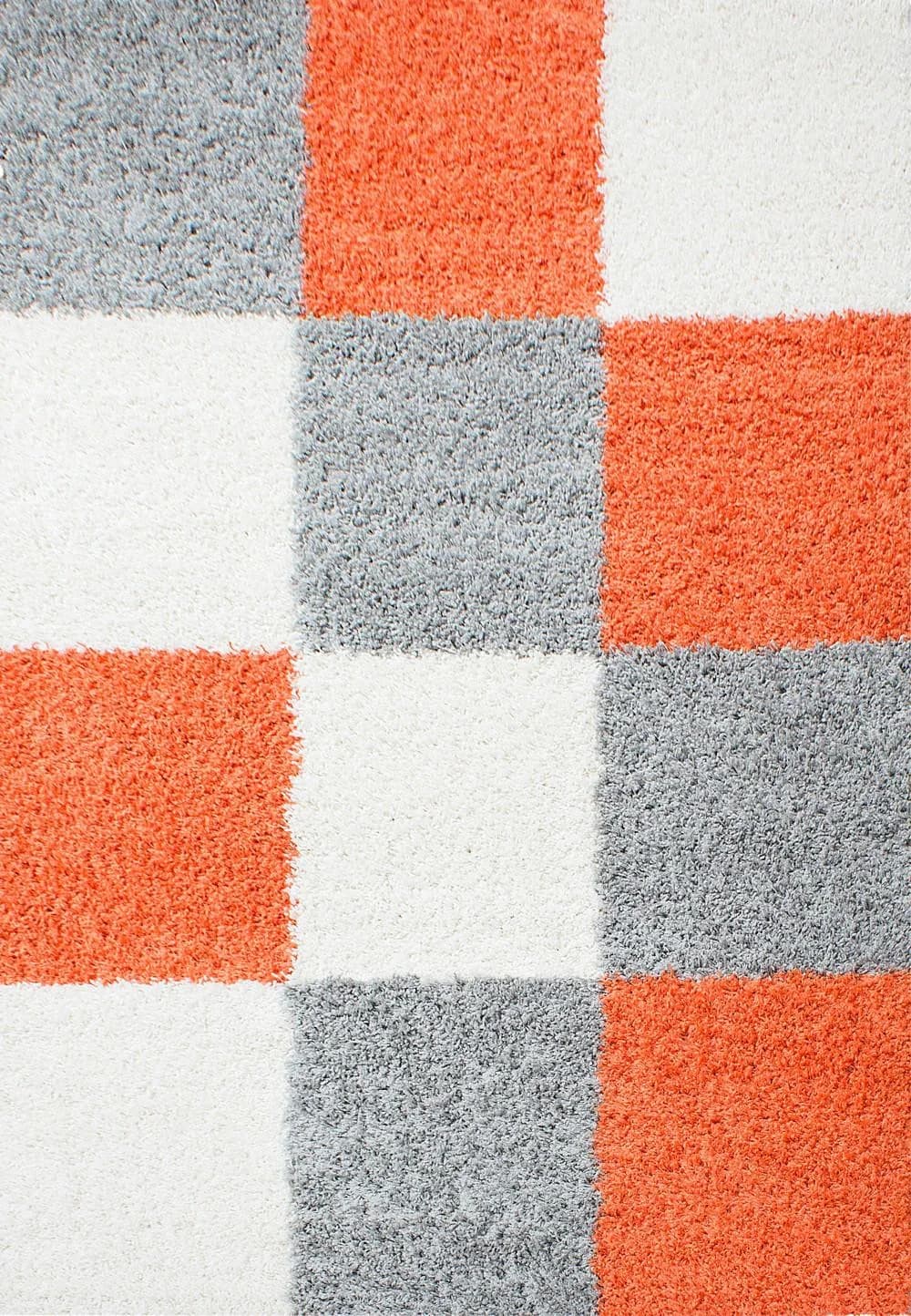 Hochflor-Teppich AYYILDIZ TEPPICHE "Life Shaggy 1501" Kariert Orange