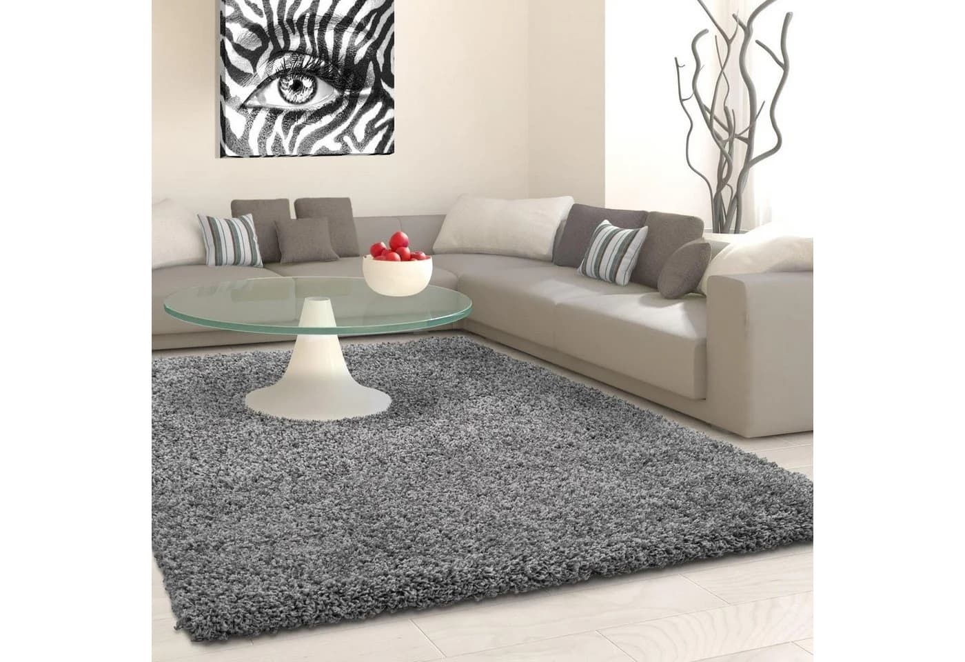 AYYILDIZ Life Shaggy 1500 Hochflor-Teppich Grau Uni - Bild 2