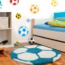 AYYILDIZ TEPPICHE Kinderteppich Fußball Design Rund 100cm Türkis Bild 2