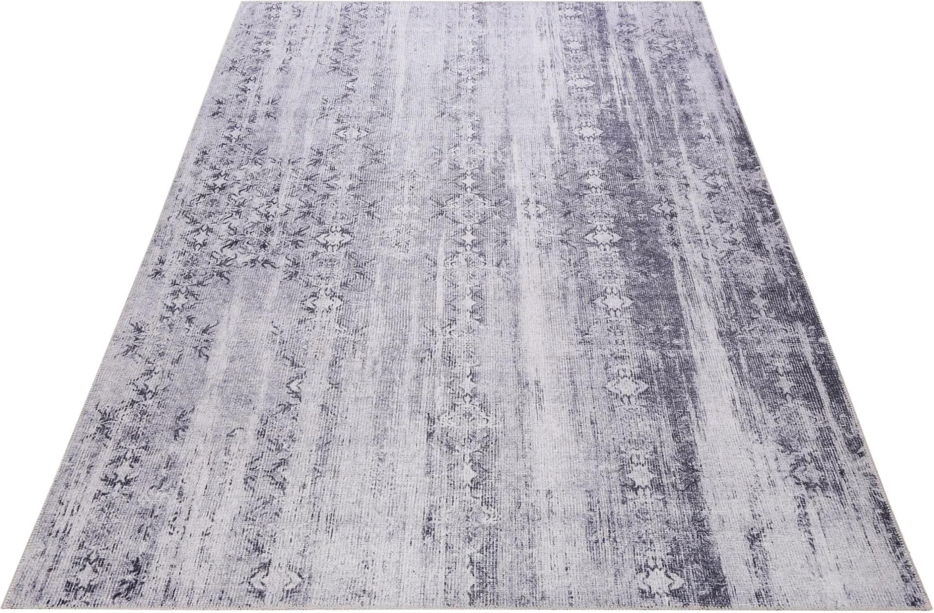 WECON HOME Teppich Alaska Grau Vintagedesign Polyester Chenille