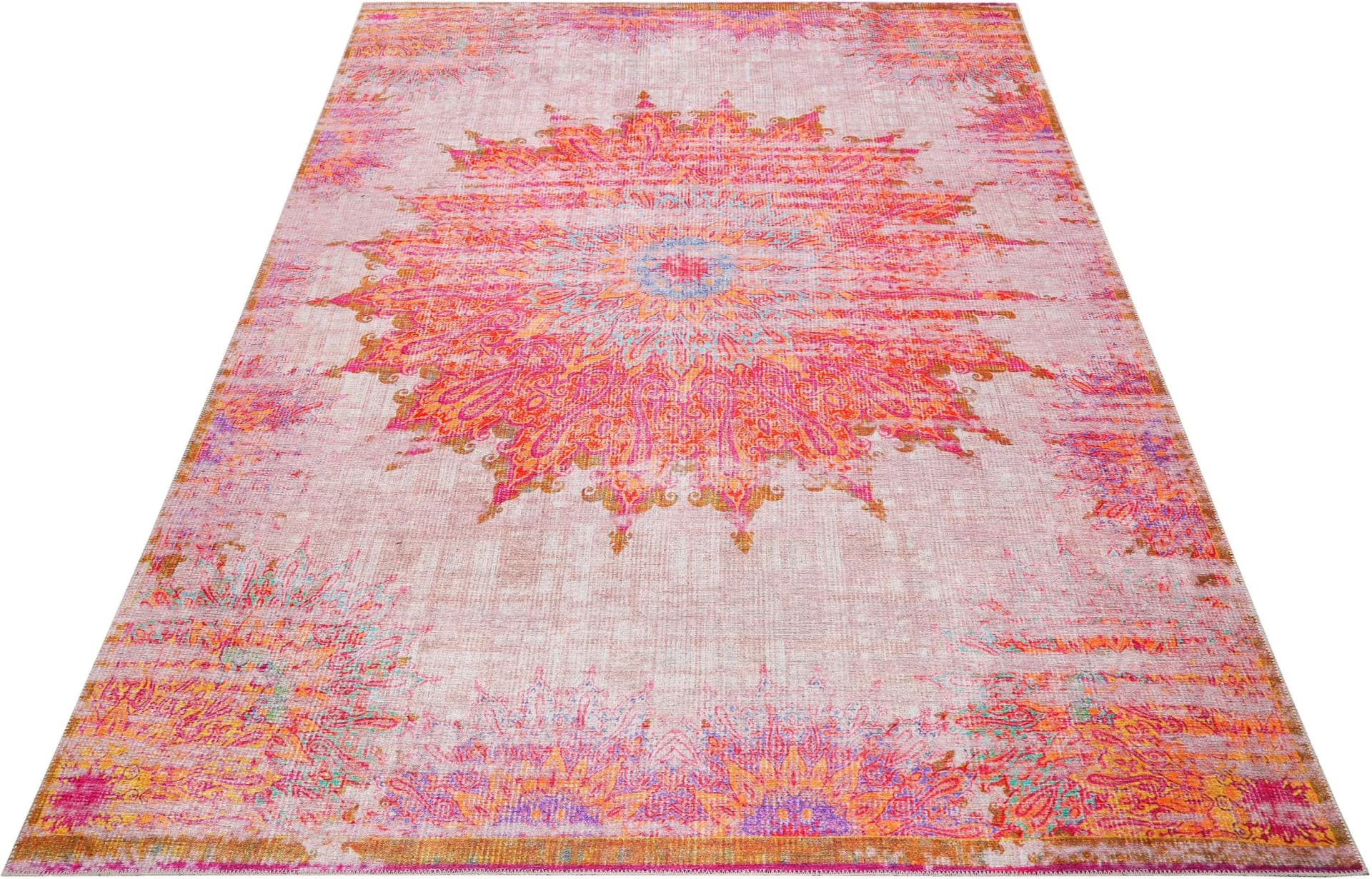 WECON HOME Teppich Sunkissed Bunt Vintage Look Polyester