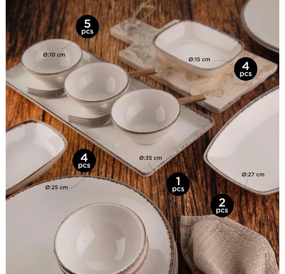 Kütahya Porselen Tafelservice 16-tlg. Frühstücksset beige/braun