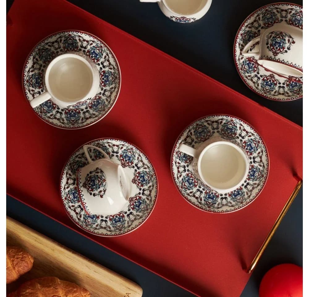 Karaca Nakkash Espressotassen-Set 12-teilig Weiß Floral - Bild 3