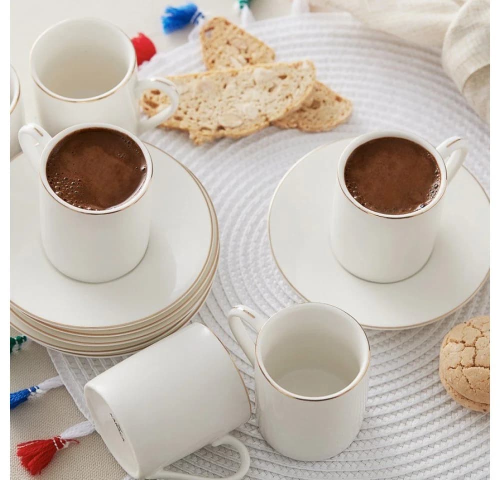 Karaca Kaffeeservice Elda 12-tlg. Weiß/Gold Porzellan - Bild 2