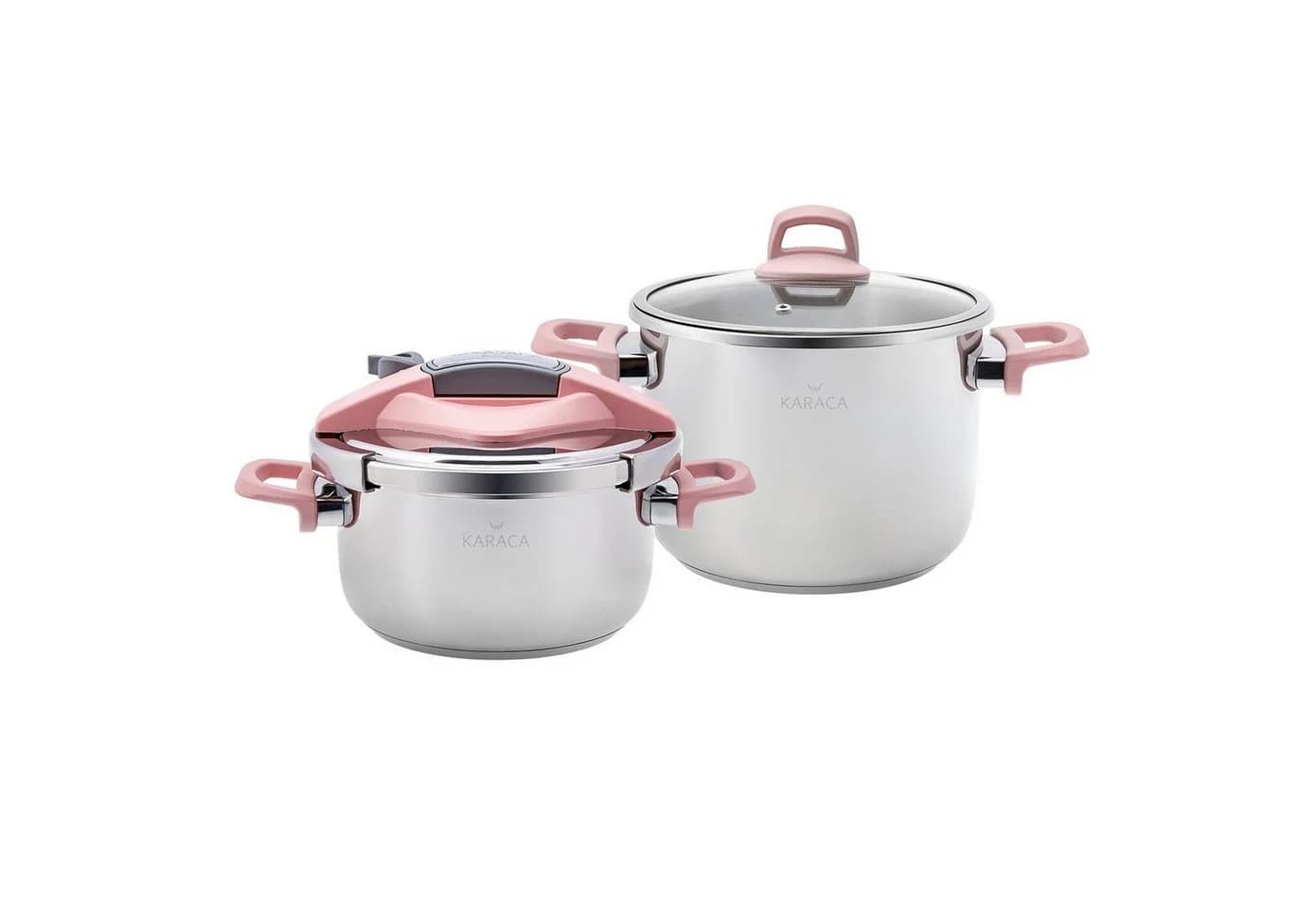Karaca Perfect Pink Schnellkochtopf-Set 4+6 Liter Edelstahl Rosa - Bild 2