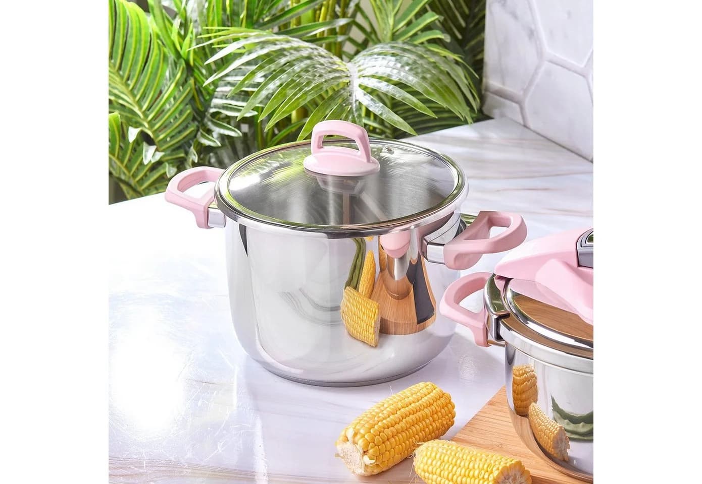 Karaca Perfect Pink Schnellkochtopf-Set 4+6 Liter Edelstahl Rosa - Bild 5