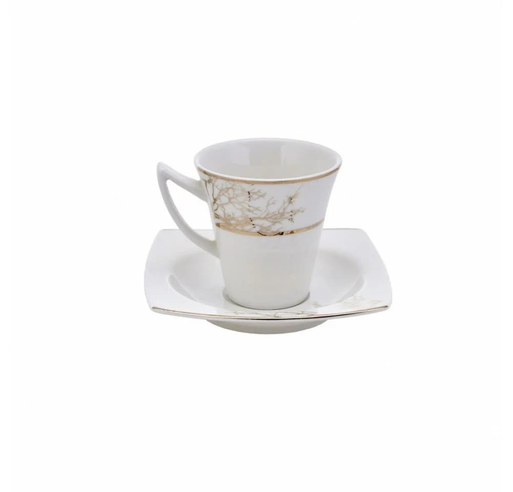 Karaca Kaffeeservice Autumn 85 ml Tassen mit Untertassen 6-teilig Weiß - Bild 3