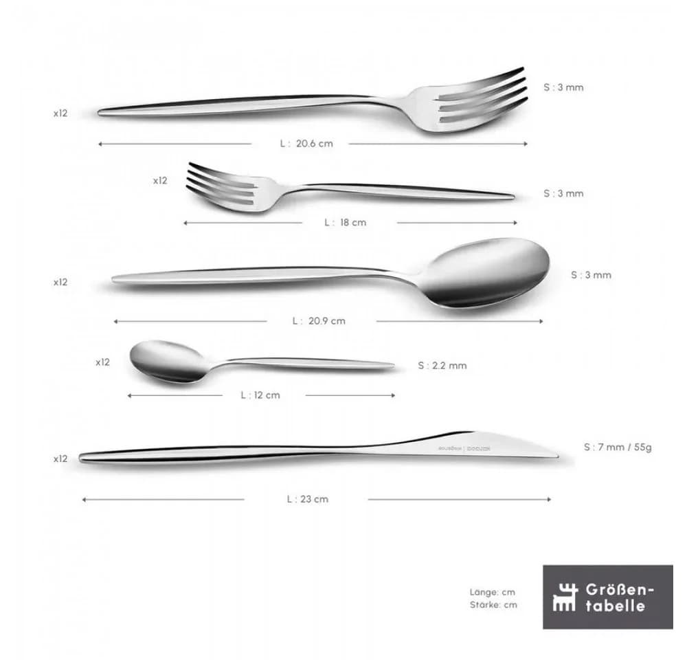 Karaca Lizbon Besteck-Set 60-tlg. für 12 Personen Edelstahl Silber - Bild 3
