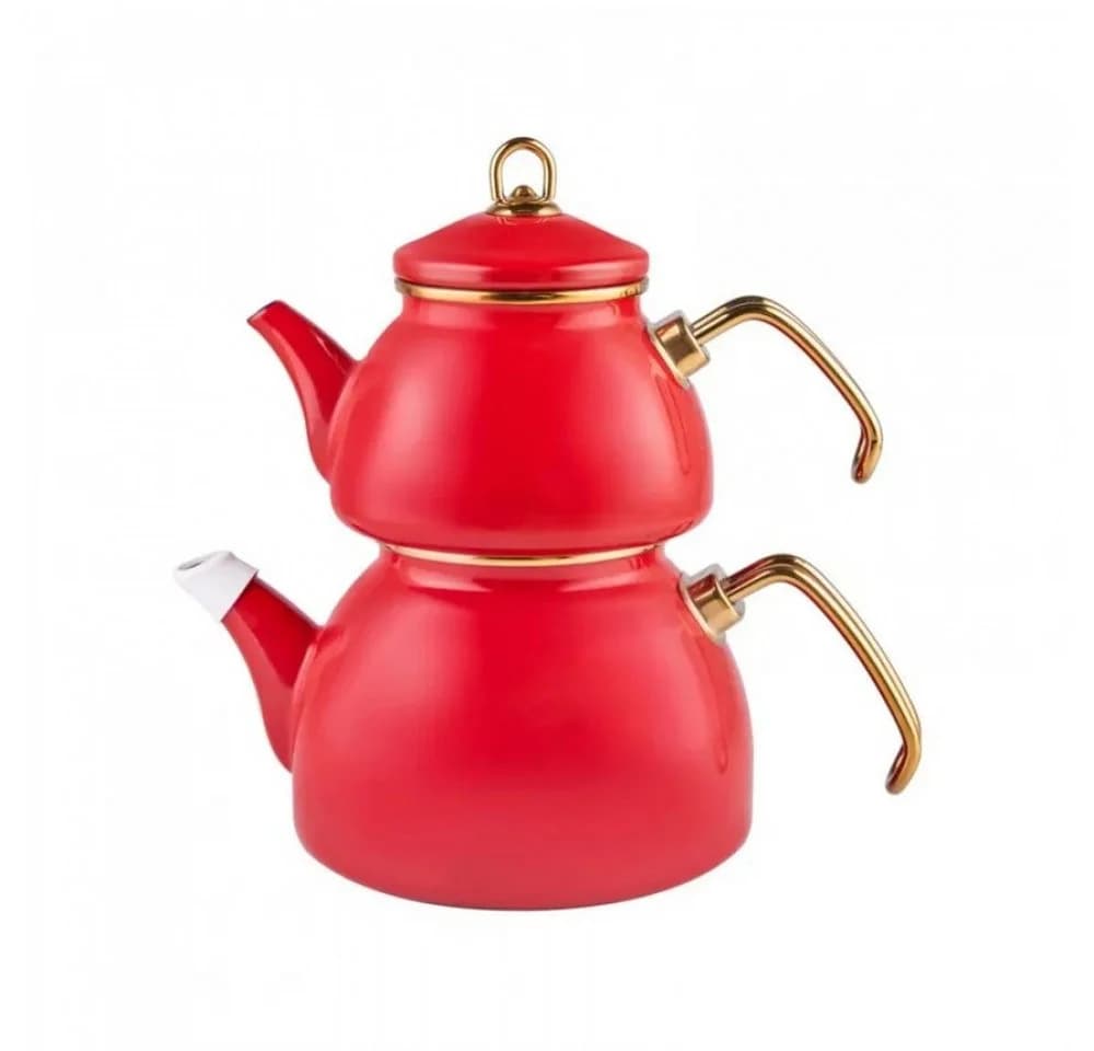 Karaca Retro Emaille-Teekannen-Set 3,4L Rot Induktionsgeeignet - Bild 2