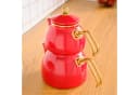 Karaca Retro Emaille-Teekannen-Set 3,4L Rot Induktionsgeeignet Bild 4