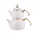 Karaca Retro Emaille Teekanne Set Creme Gold Bild 1