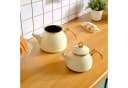 Karaca Retro Emaille Teekanne Set Creme Gold Bild 4