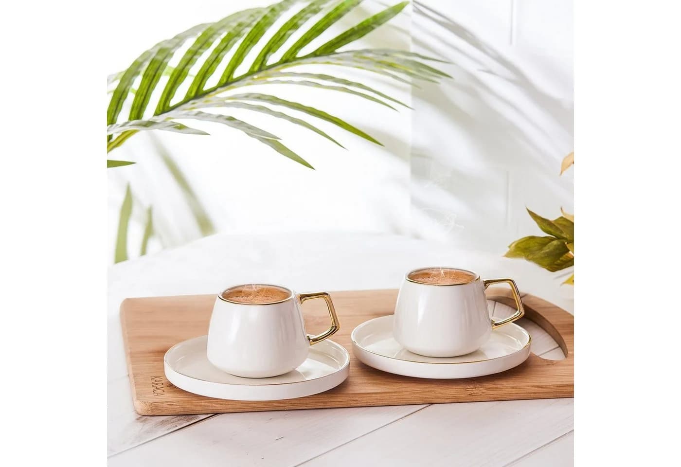 Karaca Saturn Kaffeeservice 4-teilig Gold Weiß Porzellan - Bild 2