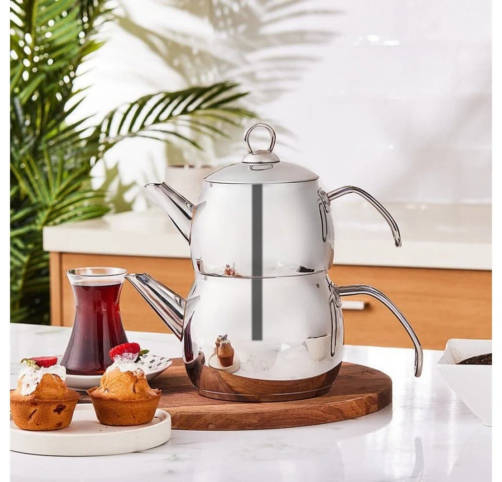 Karaca Belinay Teekannen-Set Edelstahl 2,6L Induktionsgeeignet Silber - Bild 2